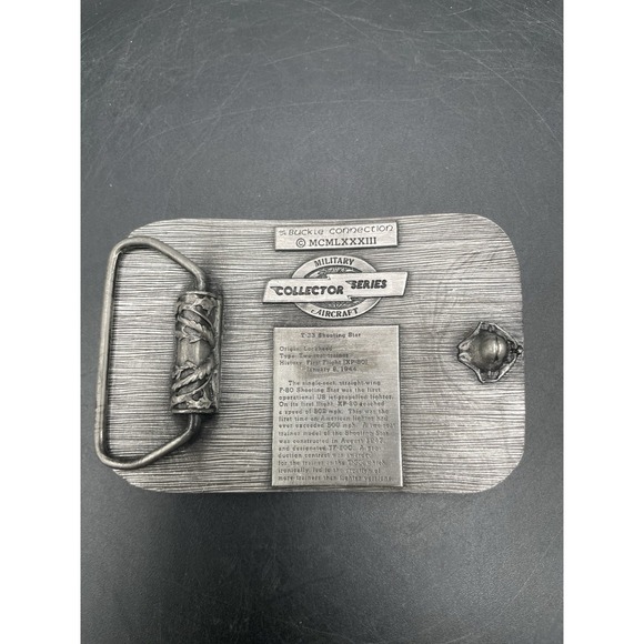 Lockheed T-33 Shooting Star Trainer Aircraft Military Usaf Vintage Belt Buckle